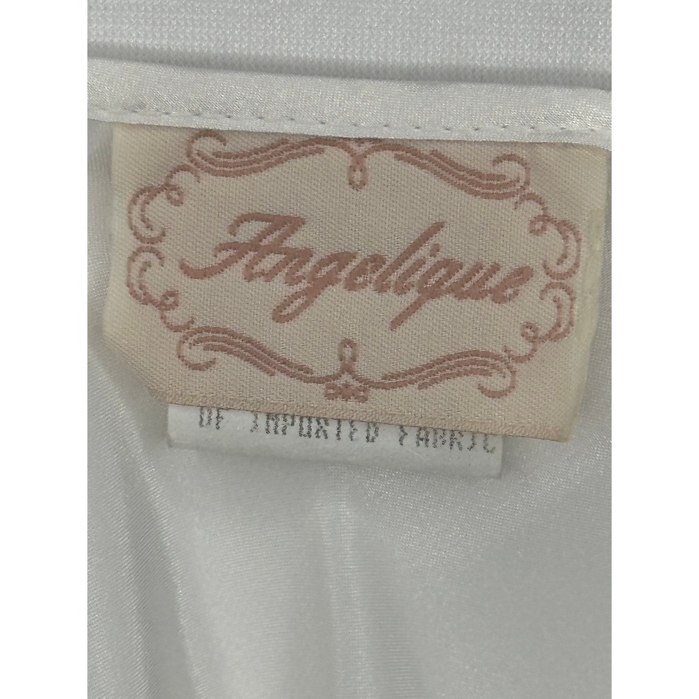 Angelique Vintage White Satin Lace Trim Nightgown Sheer Straps Y2K Large - Picture 7 of 8